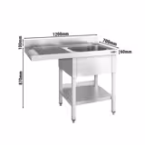 Plonge PREMIUM en acier inoxydable - 1200x700mm - 1 bac - égouttoir à gauche - avec espace lave-vaisselle - adossée/avec dosseret