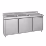 Spoelunit - 1800x600mm - met afvalemmer & 2 wastafels links