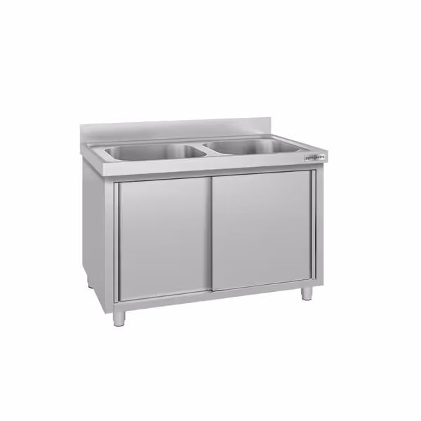 Dolaplı yıkama tezgahı  ECO - 1600x700 mm - ortada 2 lavabolu