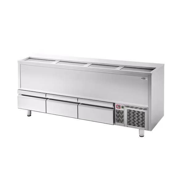 Flessenkoeler bovenlader - RVS - 620L - met 3 lades
