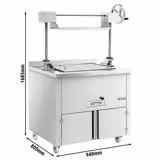 Churrasqueira a carvão em aço inoxidável - 940mm - com sistema de elevação por manivela e 1 gaveta de recolha de cinzas - grelha: 660x530mm