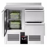 Ψυγείο πάγκος συντήρησης PREMIUM - 900x700 mm - 220 λίτρα - Πρόσοψη Μαύρο - με 1 πόρτες - με 2 συρτάρια - με πλάτη - Στατική ψύξη