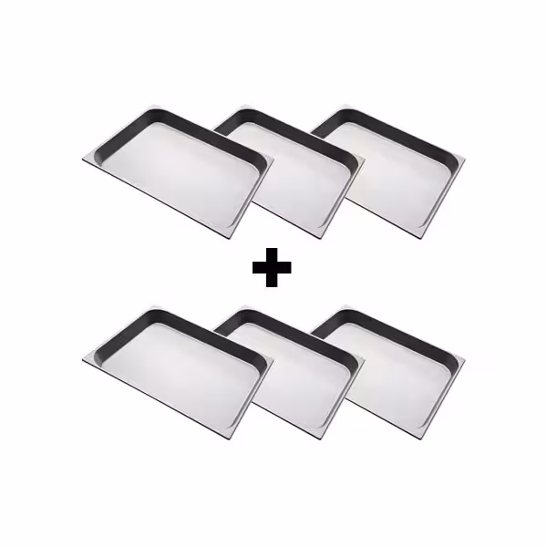 (6 pcs) Inox Bac GN 2/1 - Profondeur:65mm