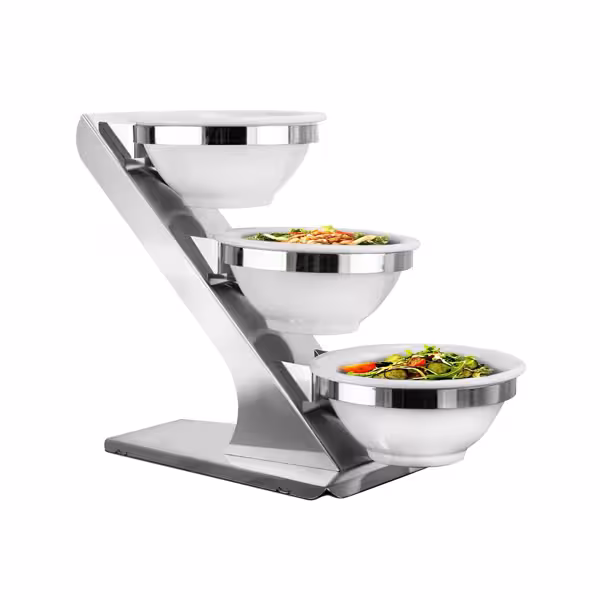 Suporte para serviço de buffet - Aço inoxidável - incl. 3 Tigelas de melamina Ø280mm