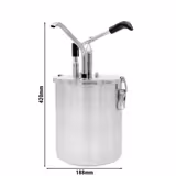 Dozownik do sosów z pompką - 6L - 188x240x(h)420mm - Stal nierdzewna - 2-częściowy - z pojemnikiem - regulowana dawka