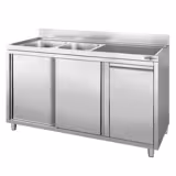 Spülschrank - 1600x600mm - mit Abfallbehälter & 2 Becken links