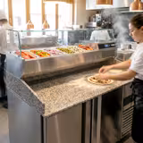 Pizzawerkbank PREMIUM - 1550x800mm - met granieten werkblad - met 2 deuren - incl. opzetkoelvitrine - 6x GN 1/3