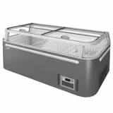 Commercial supermarket freezer island end unit - 1850 mm - 523 litres - with 2 sliding doors - grey