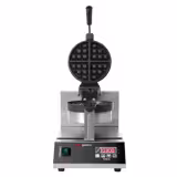 Máquina de waffles PROFISSIONAL - Simples - Digital - 1,3kW - Forma: Redonda - Ø 185mm - com superfície de cozedura rotativa a 180° & indicador de temperatura - placas antiaderentes