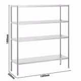 Stainless Steel Shelving Unit PREMIUM - 1600x500mm - with 4 shelves (ADJUSTABLE)