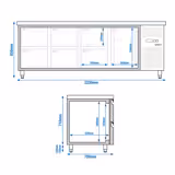 Koelwerkbank ECO - 2230x700mm - met 1 deur - met 6 lades