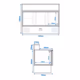 Commercial Saladette Counter PREMIUM - 1368mm - 402L - 3 doors - with glass canopy for 8 x GN 1/6 & stainless steel hinged lid