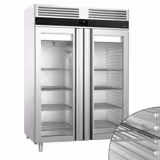 Armoire réfrigérée vitrée positive Inox AISI 304 PREMIUM - GN 2/1 - 1350 L - avec 2 portes vitrées