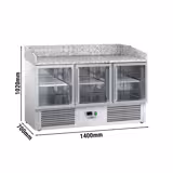 Pizzakylbänk ECO - 1400x700mm - 3 glasdörrar