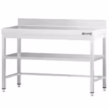 Rvs werktafel PREMIUM - 1200x600mm - met onderblad - met achteropstand - verstevigd werkblad