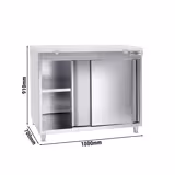Edelstahl Arbeitsschrank PREMIUM - 1000x700mm - mit Schiebetür ohne Aufkantung inkl. Schneidplatte