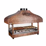 Kolgrill - 1 200 mm - värmeskyddsglas - 1 grillgaller - Grillgaller: 1 000x500 mm - koppar