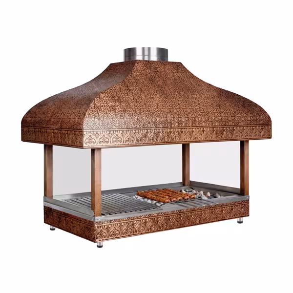 شواية فحم نحاسية - 1200mm - بزجاج حراري - نحاسي