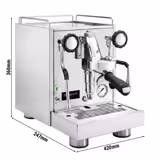 Siebträgermaschine "Mini" - 1 Gruppig - 1,2 kW - mit Milchaufschäumer & Heißwasser - Edelstahl