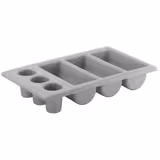 (6 szt.) GN 1/1 Pojemnik na sztućce - 530x325mm - Polipropylen - 6‑częściowy - Szary
