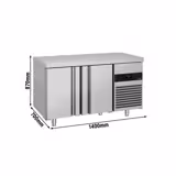 Commercial Counter Fridge PREMIUM - 1400x700mm - with 2 doors - capacity 281 litres