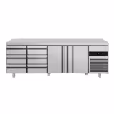 Mostrador refrigerado PREMIUM - 2330x700mm - de trabajo - 2 puertas y 6 cajones - GN 1/1 - refrigeración ventilada