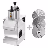 Vihannesleikkuri - sähkökäyttöinen - 550 W - Säädettävä leikkauspaksuus: 2–8 mm - sisältää 3 terää (viipalointi/raaste)