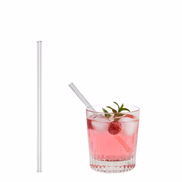 (50 pcs) Pailles en verre - 150mm - ø 8mm - Droites - Transparent - incl. 1 Nylon Goupillon de nettoyage