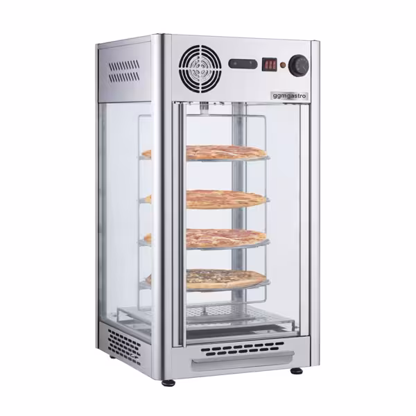 Warmhaltevitrine - 470mm - 1,2 kW - mit 4 Ebenen - Edelstahl
