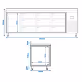 Mostrador refrigerado PREMIUM PLUS - 2452x700mm - de trabajo - 1 puerta - 9 cajones 1/3 GN - refrigeración ventilada