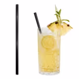 (50 pcs) Glass Drinking Straws - 230mm - ø 8mm - straight - Transparent Black - incl. 1 Nylon cleaning brush