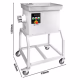 Köttkvarn – professionell – elektrisk - 600 kg/h - 3 kW - 236 varv/min - med kyl - med hjul - hålskiva 3,5 mm - golvmodell