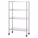 Estantería de acero Inox. PREMIUM - 1,0 x 0,5 m - con 4 baldas (REGULABLES) - con 4 ruedas