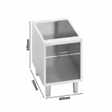 Base aperta | LORENZO 700 - 400x560x600mm - acciaio inox AISI 304, 3 lati chiusi, con piedini regolabili