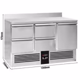 Kylbänk PREMIUM - 1368x700 mm - 368 l - Statisk kyla - GN 1/1 - med bakkant