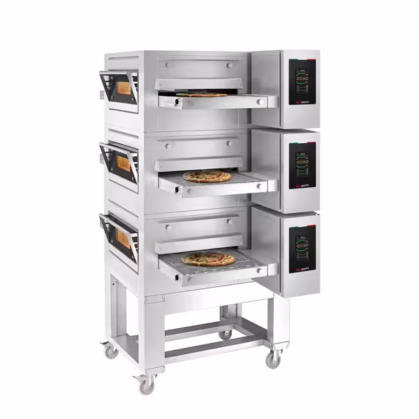 (3 stuks) Elektrische doorloop oven - 1260x1750mm - Digitaal - Bandbreedte: 500mm - incl. onderstel