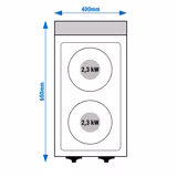 Elspis (gjutjärnsplattor) - MARIO 700 - 400x700x1 000 mm - 4,6 kW - 2 plattor - med underskåp med 1 dörr