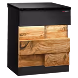 Checkout Counter TORONTO - 600mm - Wood-effect front panel - Matt black finish - Stainless steel body