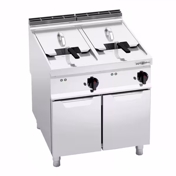 Dubbele elektrische friteuse - 22+22 liter - 44 kW - mechanische bediening - met aftapkraan