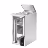 Commercial Saladette Counter PREMIUM - 450mm - 102L - 1 glass door - open top for 1 x GN 1/1 & stainless steel hinged lid