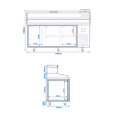 Pizzakylbänk Premium PLUS – 1980x700 mm – med 1 dörr & 4 lådor – inkl. kyltopp-vitrin – plats för 9x GN 1/4
