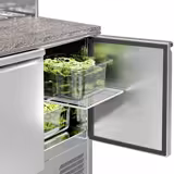 Commercial Saladette Counter ECO - 903mm - 240L - Black Front - 2 doors - with glass canopy for 5 x GN 1/6 & stainless steel hinged lid