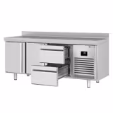 Commercial Counter Fridge PREMIUM PLUS - 1960x700mm - with 2 doors - 2 drawers [1/2] - with upstand - capacity 465 litres
