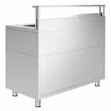 Přípravný stůl (barový) - nerezová ocel - 1200x720 mm - s 2 posuvné dveře a umyvadlo vpravo