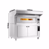 Sähköinen pizzauuni (samottikivipohja) - 9 x Ø 33 cm - Ø 33 cm pizza - enintään 400 °C - Manuaalinen - 1670x1420 mm - sis. ruostumattomasta teräksestä huuva, taikinakaappi