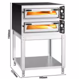 Forno de pizza elétrico Power - Base em pedra refratária - 6+6x Ø35cm - Eletromecânico - até 450°C - incl. Untergestell