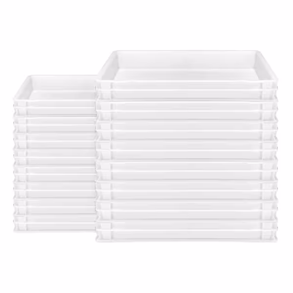 (16 pcs) Pizza Dough Tray - 600x400mm - Height: 70mm - Polypropylene - White