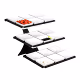 Etagere / Buffet Stand - Black - Height: 412mm - incl. 18 Melamine bowls 140x140mm - with 3 shelves - square - Powder-coated stainless steel & melamine