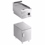 Elektrikli Pleyt Izgara - 3,6kW - Oluklu - Pişirme Yüzeyi: 395x535mm - Alt Dolaplı - 1 Kapılı