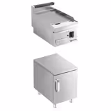 Elektrická grilovací deska - 3,6 kW - Drážkovaný - grilovací plocha: 395x535 mm - vč. podstavce se 1 dvířky